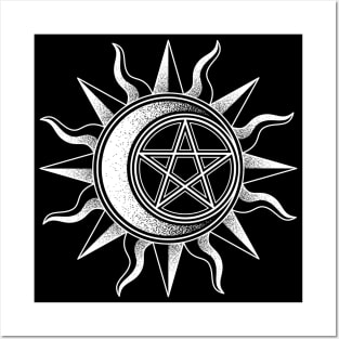 Sun and Moon Pentagram Posters and Art